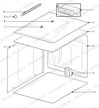 Взрыв-схема плиты (духовки) Electrolux ES635B - Схема узла H10 Side/Back Panel